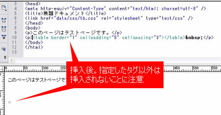 指定したタグ以外は挿入されないことに注意