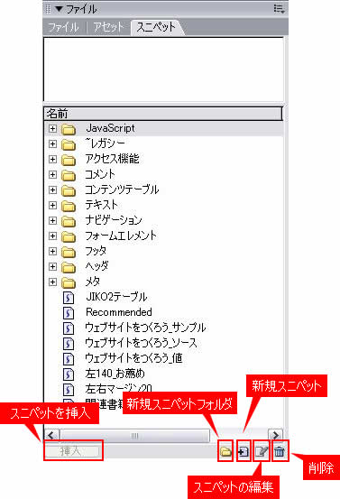 スニペットパネル
