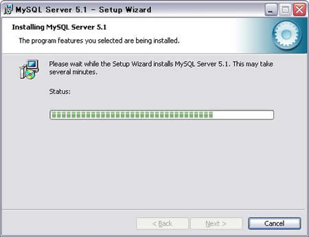 MySQLインストール中の画面