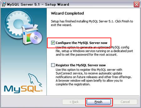 インストールウィザードの終了、続いて設定をする