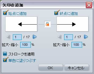 矢印を挿入する箇所や大きさを指定
